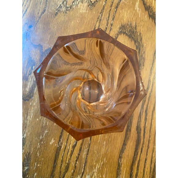 Vintage ART DECO Vase PINK Swirl GLASS 5" - Picture 7 of 7